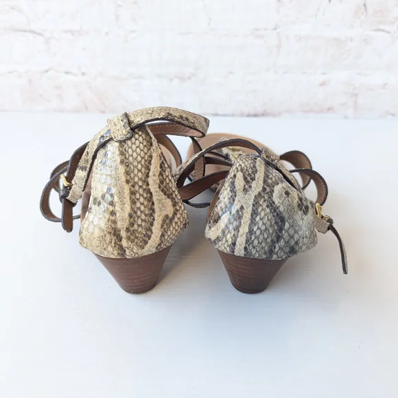 Coach Snake Print Sandals with Gold Accents - Picture 4 of 12